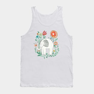 Elephant Among Flowers Tank Top